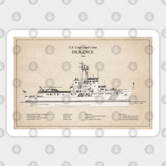 Diligence wmec-616 United States Coast Guard Cutter - SBD Magnet by SPJE Illustration Photography